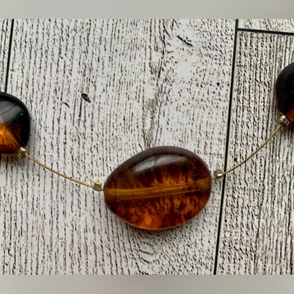 Handmade Amber Glass Beads Necklace - Picture 2 of 6
